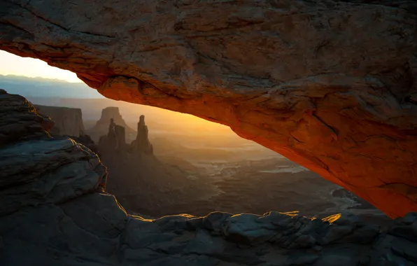 Картинка пейзаж, закат, скала, каньон