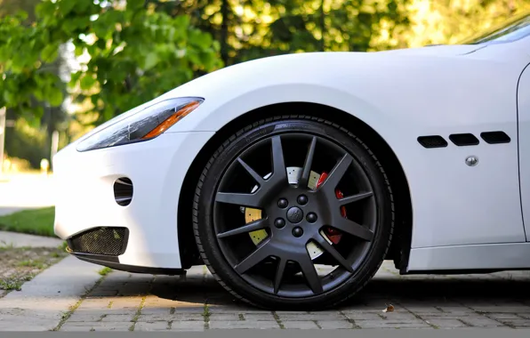 Картинка whitem matt, rim. мазерати, колесо, wheel, белый, Maserati, матовый, granturismo