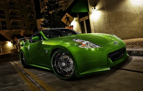 Car, машина, авто, green, Ниссан, зелёная, racing, Nissan 370Z