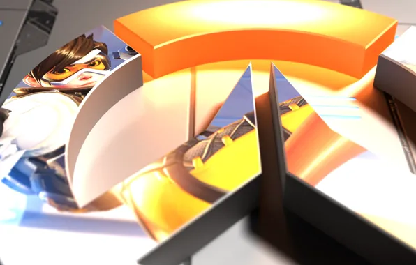 Girl, logo, game, Overwatch, Tracer
