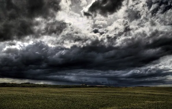 Картинка поле, облака, мрак
