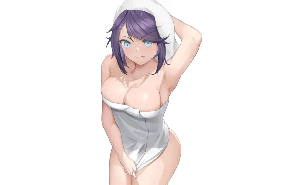 Girl, sexy, wet, anime, bath, pretty, purple, babe