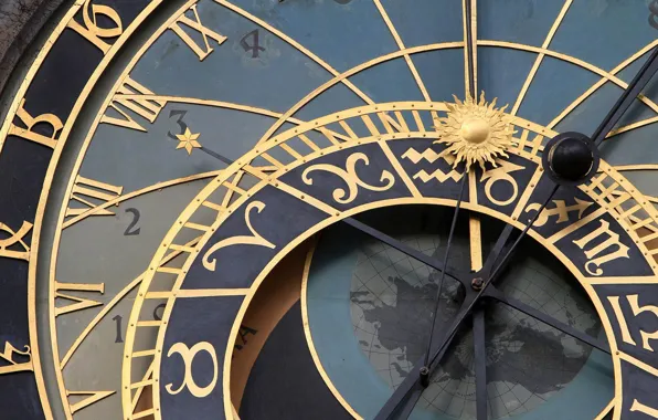 Картинка макро, Прага, Чехия, астрономические часы