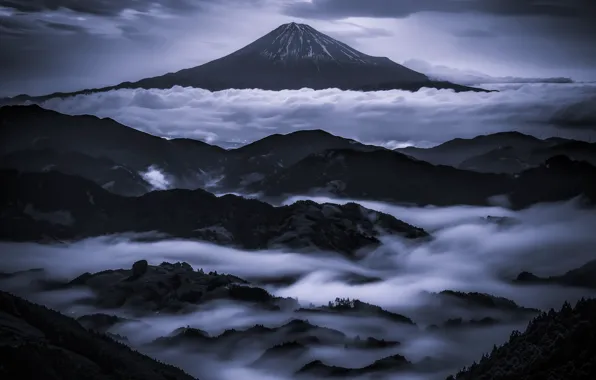 Картинка облака, горы, гора, Япония