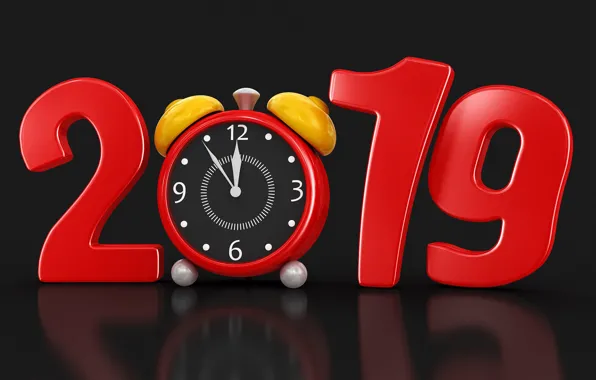 Картинка часы, будильник, Новый год, 2019