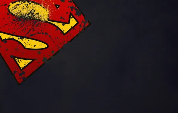 Серый, фон, минимализм, символ, Super Man