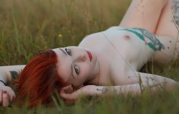 Eyes, model, tattoo, face, body