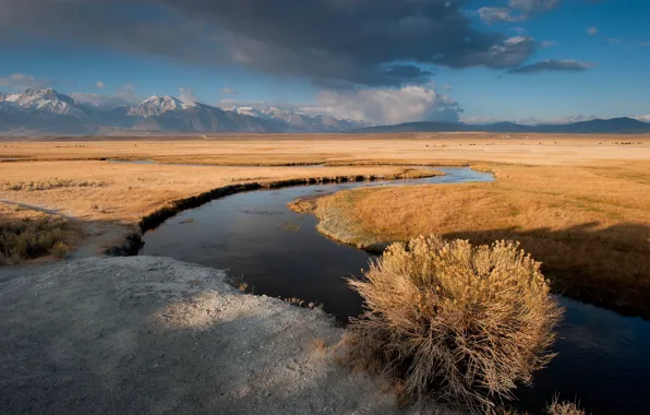 Clouds, sunrise, Owens River