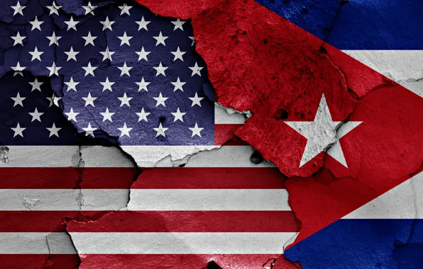Wall, USA, flag, Cuba