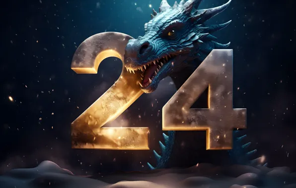 Картинка дракон, цифры, Новый год, symbol, китайский, символ года, dragon, numbers