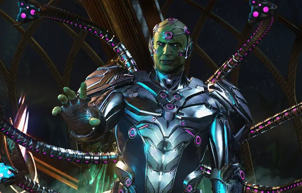 Game, man, evil, cyborg, bald, Injustice 2, Brainiac