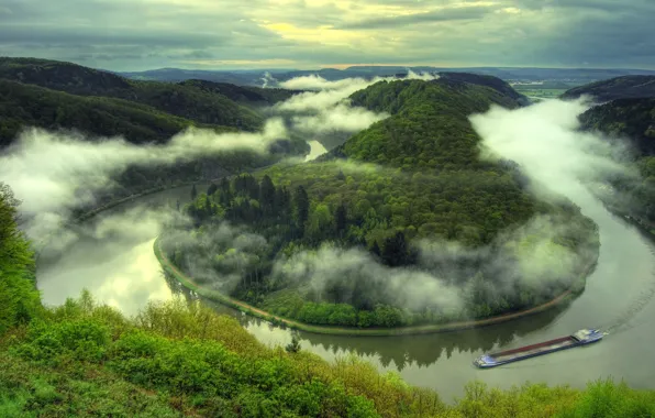 Река, Германия, Saarschleife, извилистая
