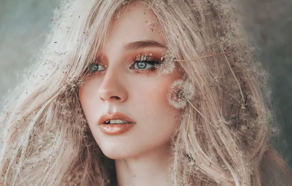 Лицо, макияж, одуванчики, Jovana Rikalo, блондинкa