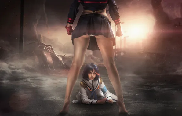Девушки, сцена, сёстры, косплей, Kill La Kill