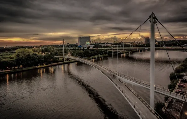 Мост, река, Амстердам, опора, панорама, Нидерланды