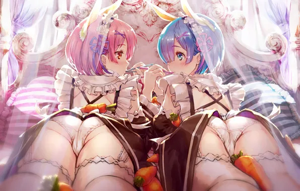 Girl, sexy, lingerie, ass, panties, thighhighs, pink hair, dress