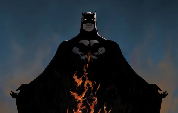 Картинка поза, пламя, костюм, Бэтмен, Batman, DC Comics
