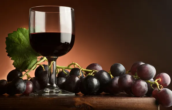 Картинка ягоды, вино, красное, бокал, виноград, гроздь