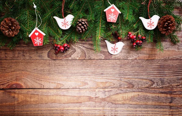Украшения, ягоды, игрушки, елка, Новый Год, Рождество, happy, Christmas