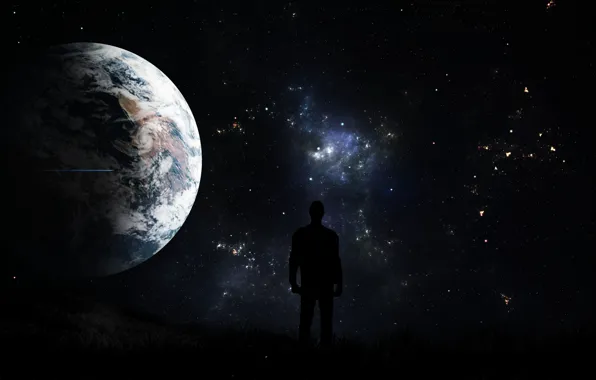 Небо, космос, ночь, планеты, unexplored dreams