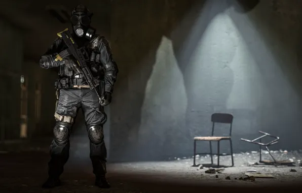Солдат, противогаз, экипировка, Battlefield 4