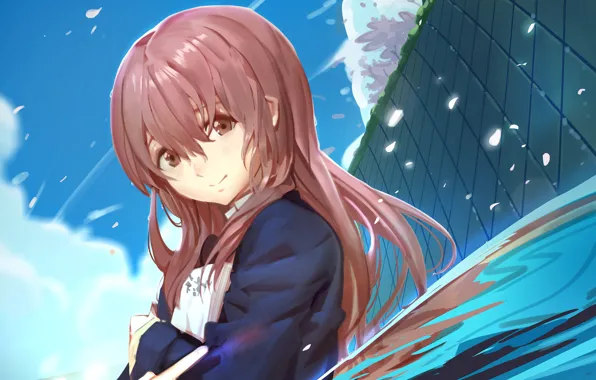 Взгляд, улыбка, аниме, арт, девочка, Форма голоса, Koe No Katachi