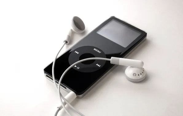 Картинка чёрный, Apple, iPod, наушники