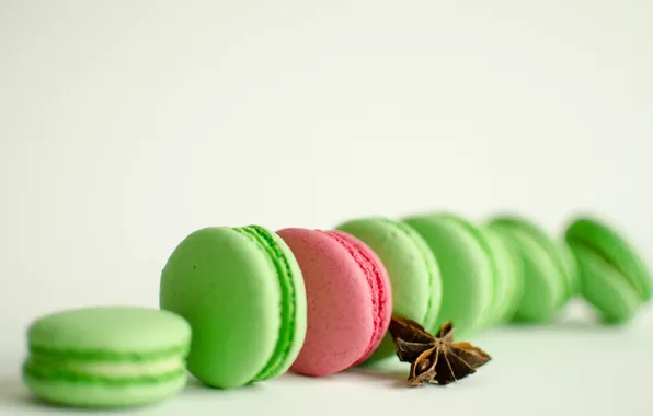 Зеленый, розовый, еда, печенье, выпечка, сладкое, macaron