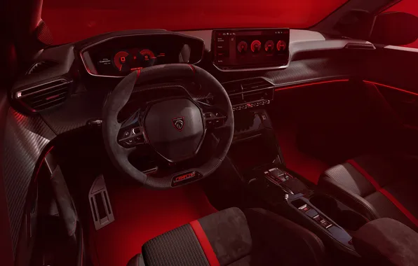 Пежо, Peugeot, салон автомобиля, электрокар, 2025, хот-хэтч, Peugeot E-208 GTi