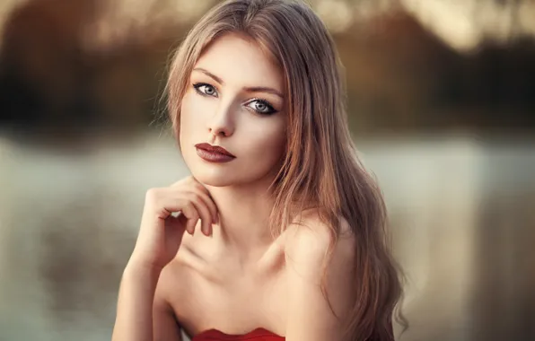 Картинка Girl, dress, blue eyes, photos, model, beauty, lips, face