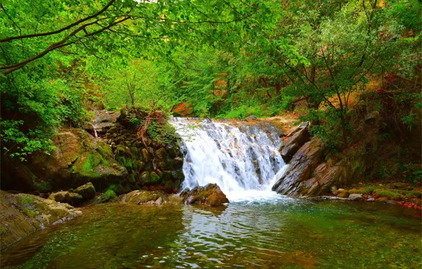 Природа, Поток, Водопад, Камни, Nature, Waterfall, Flow