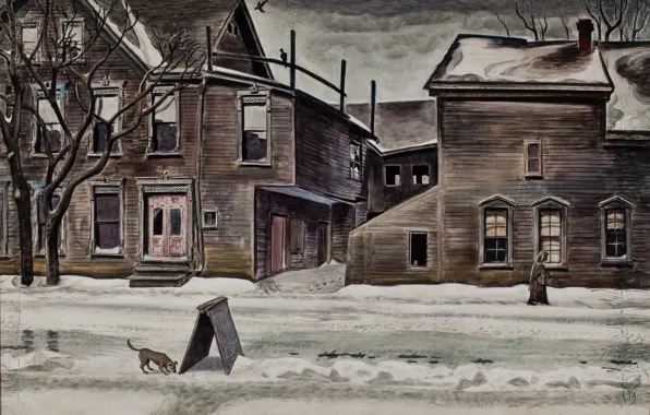 Картинка Charles Ephraim Burchfield, Old Houses in Winter, 1929-41