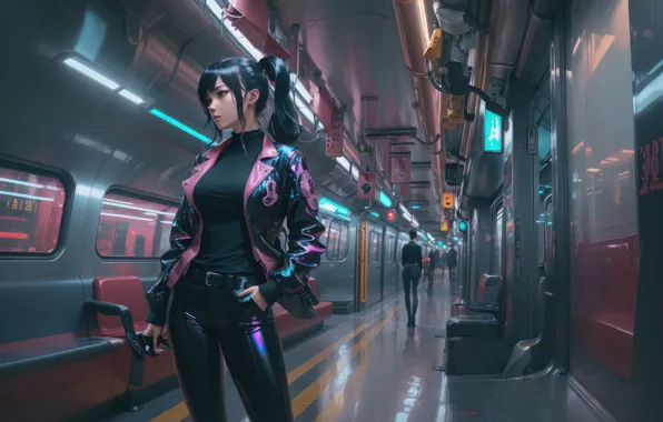 Girl, train, cyber