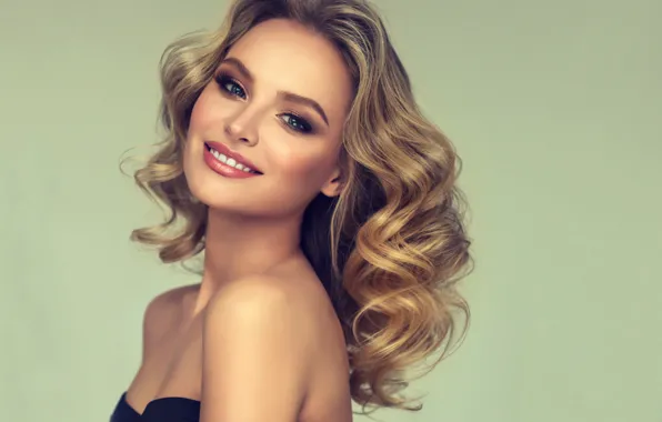 Девушка, лицо, улыбка, макияж, локоны, фотомодель, edwardderule