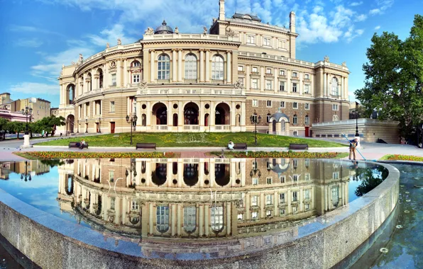 Лето, фонтан, Украина, Ukraine, Одесса, Houses, Fountains