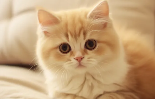 Кошка, взгляд, поза, котенок, мордашка, ИИ-арт, нейросеть
