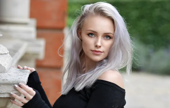 Картинка взгляд, лицо, волосы, цвет, милашка