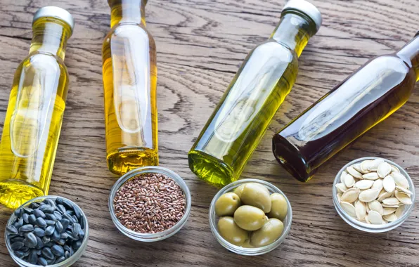 Variety, oils, jars