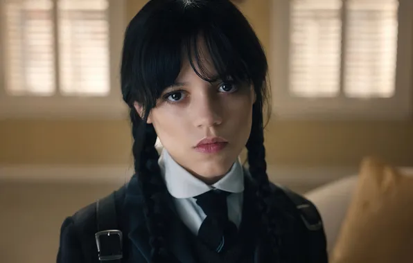 Поза, макияж, сериал, Wednesday, Jenna Ortega, Дженна Ортега, Уэнздей, Уэнсдей