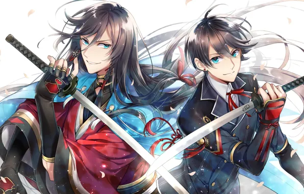 Аниме, арт, парни, Touken Ranbu, Танец Мечей