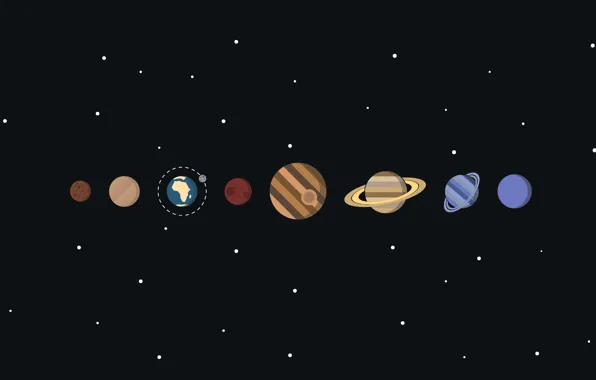 Картинка космос, звезды, планеты, вектор, солнечная система