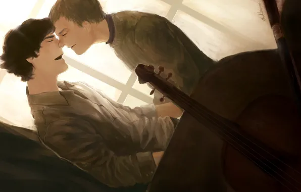 Окно, арт, пара, сериал, Шерлок Холмс, John Watson, Sherlock BBC, Dr. John Watson