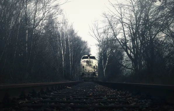 Картинка туман, поезд, железная дорога