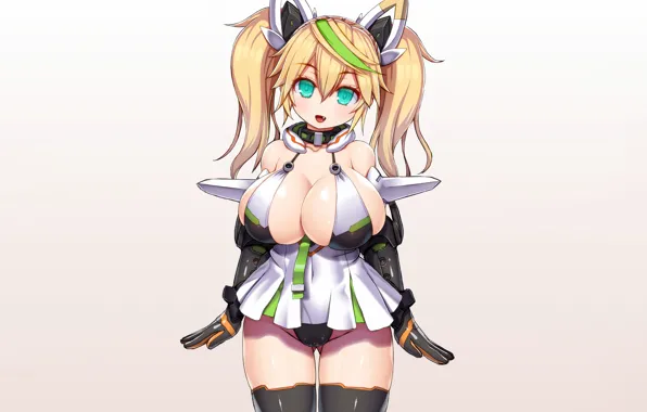 Girl, sexy, lingerie, cleavage, panties, thighhighs, long hair, dress