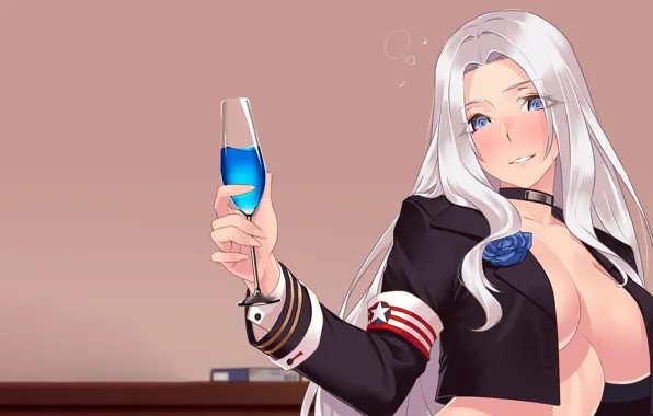 Girl, sexy, cleavage, blouse, long hair, boobs, anime, beautiful
