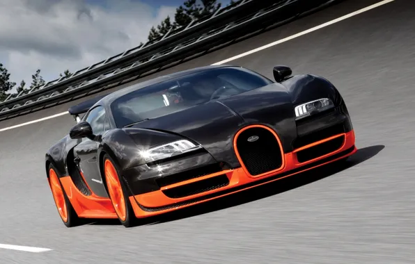 Картинка скорость, трасса, Bugatti Veyron, Super Sport, вейрон, 16.4
