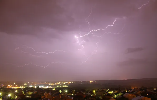 Гроза, лето, ночь, молния, lightning, Казань