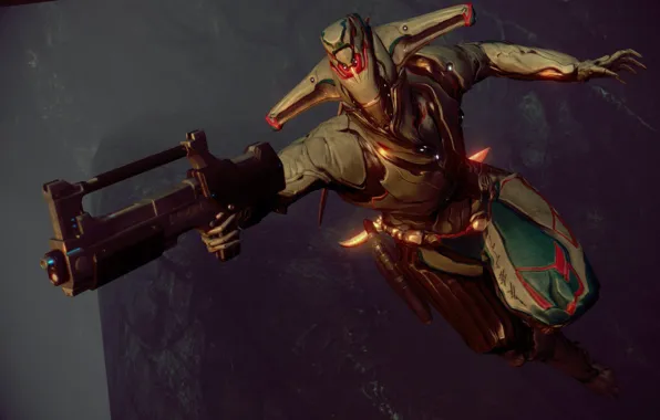 Пистолет, оружие, игра, солдат, броня, Warframe