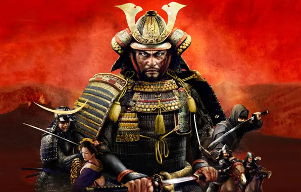 Крупный план, арт, самурай, Total War, Shogun 2, стратегия, wallpaper., бусидо