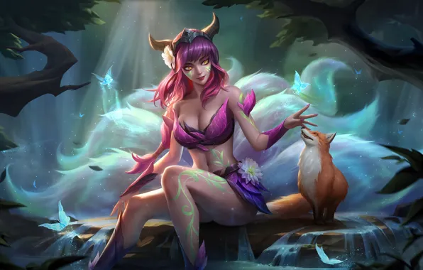 Art, League of Legends, Skin, LoL, Ahri, Ari, Elderwood, Elderwood Ahri